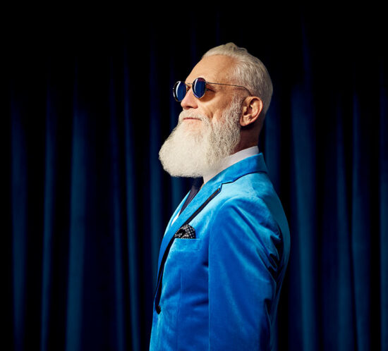 fashion santa santa in blue suit